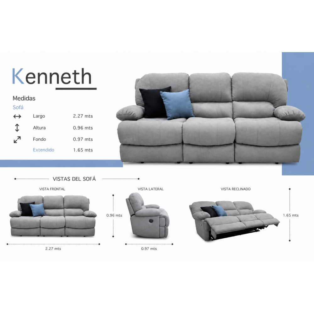 KENNETH RECLINABLE (Sofá 3 Plazas) 