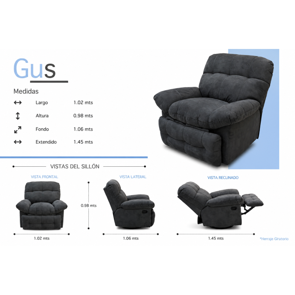 GUS RECLINABLE (Giratorio - Mecedora) 